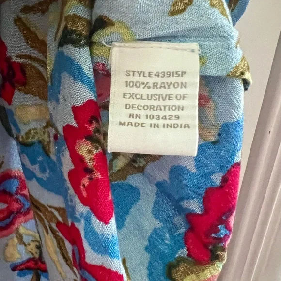 Intro. Blue and Red Floral Women's Top - Picture 6 of 7